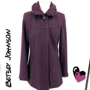 Betsey Johnson long sleeve plum pea coat 🎁🎁❄️☃️
